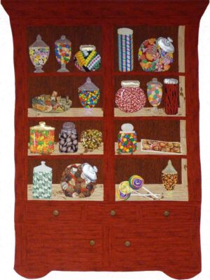 Art quilt image, candy cupboard