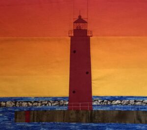 Muskegon lighthouse quilt block