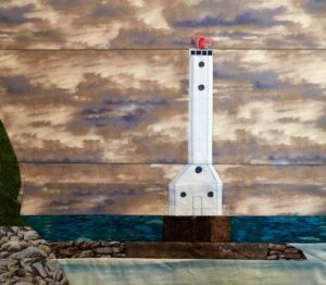 Huron Harbor lighthouse quilt block