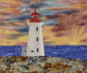 Peggys Point lighthouse quilt block