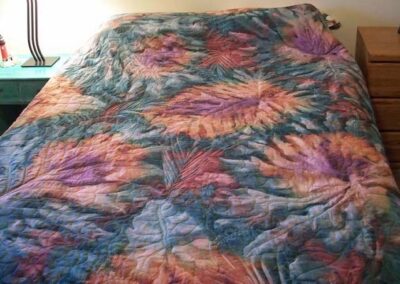 Batik leaves wholecloth quilt