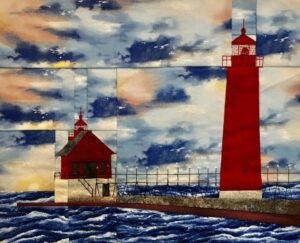 Grand Haven lighthouse quilt block
