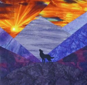 Mountain sunset quilt block image