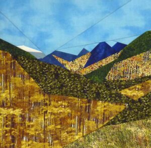 Fall time mountains quilt block