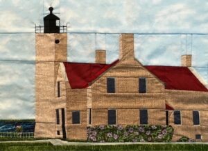 Old Mackinac lighthouse quilt block