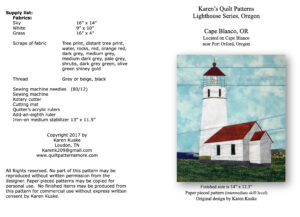 Cape Blanco quilt block cover