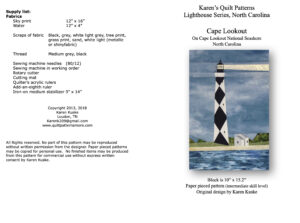 Cape Lookout quilt pattern cover