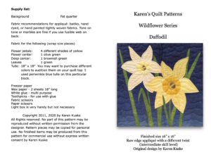 Cover for daffodil quilt pattern