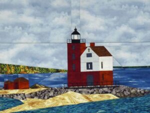 Round Island lighthouse quilt block