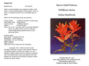 Cover for Indian paintbrush quilt pattern