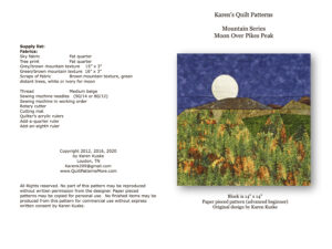 Cover for Moon over pikes peak quilt pattern