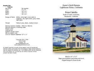 Point Cabrillo quilt pattern cover