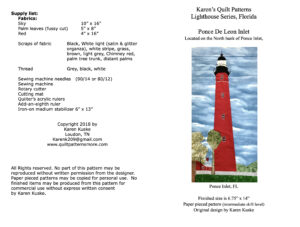 Ponce Inlet quilt pattern cover