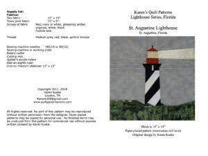 St Augustine quilt pattern cover