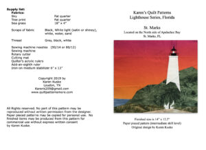 St Marks lighthouse quilt pattern cover