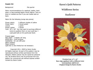 Cover for sunflower quilt pattern